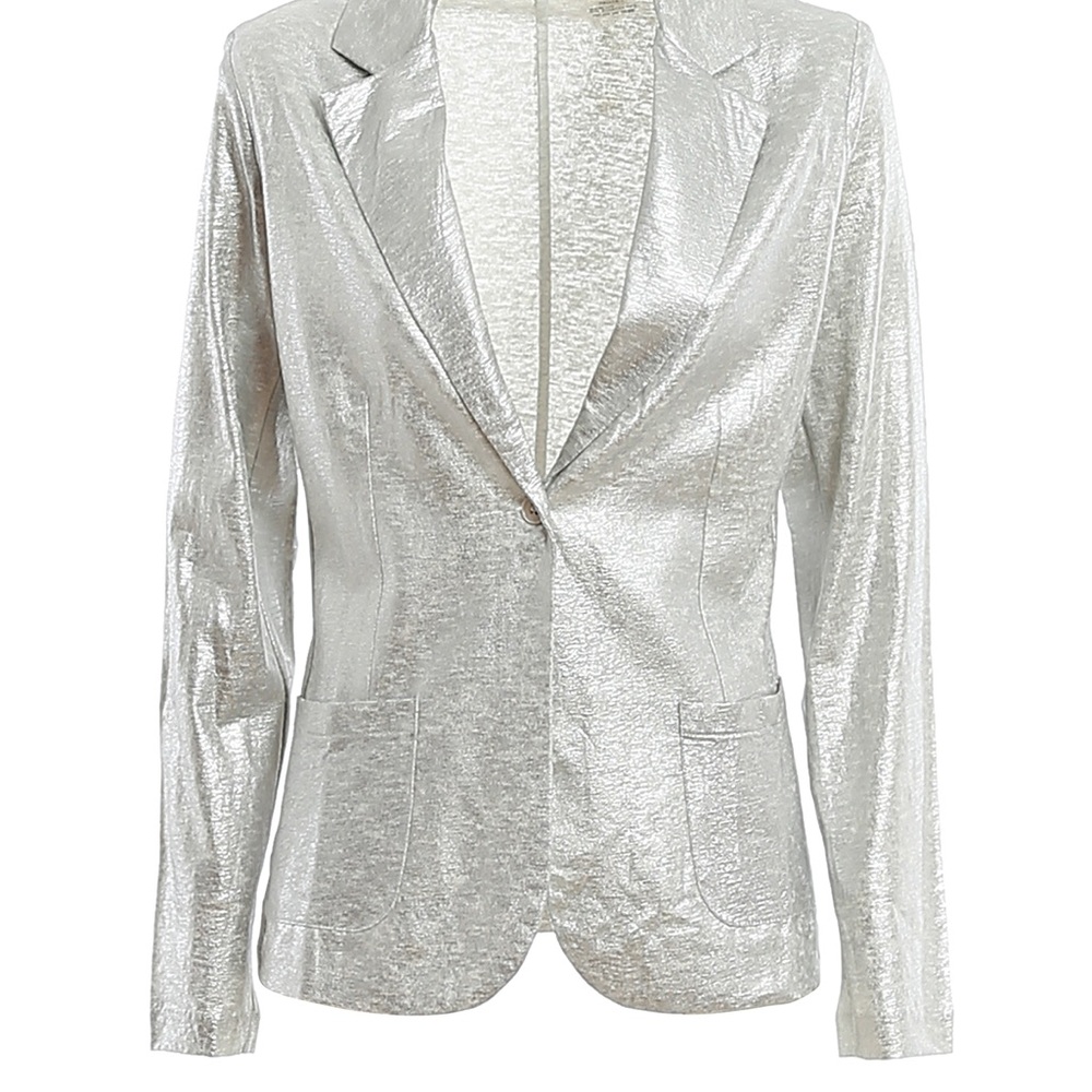 Majestic Filatures Linen Silver Metallic Blazer Jacket - retails for $315